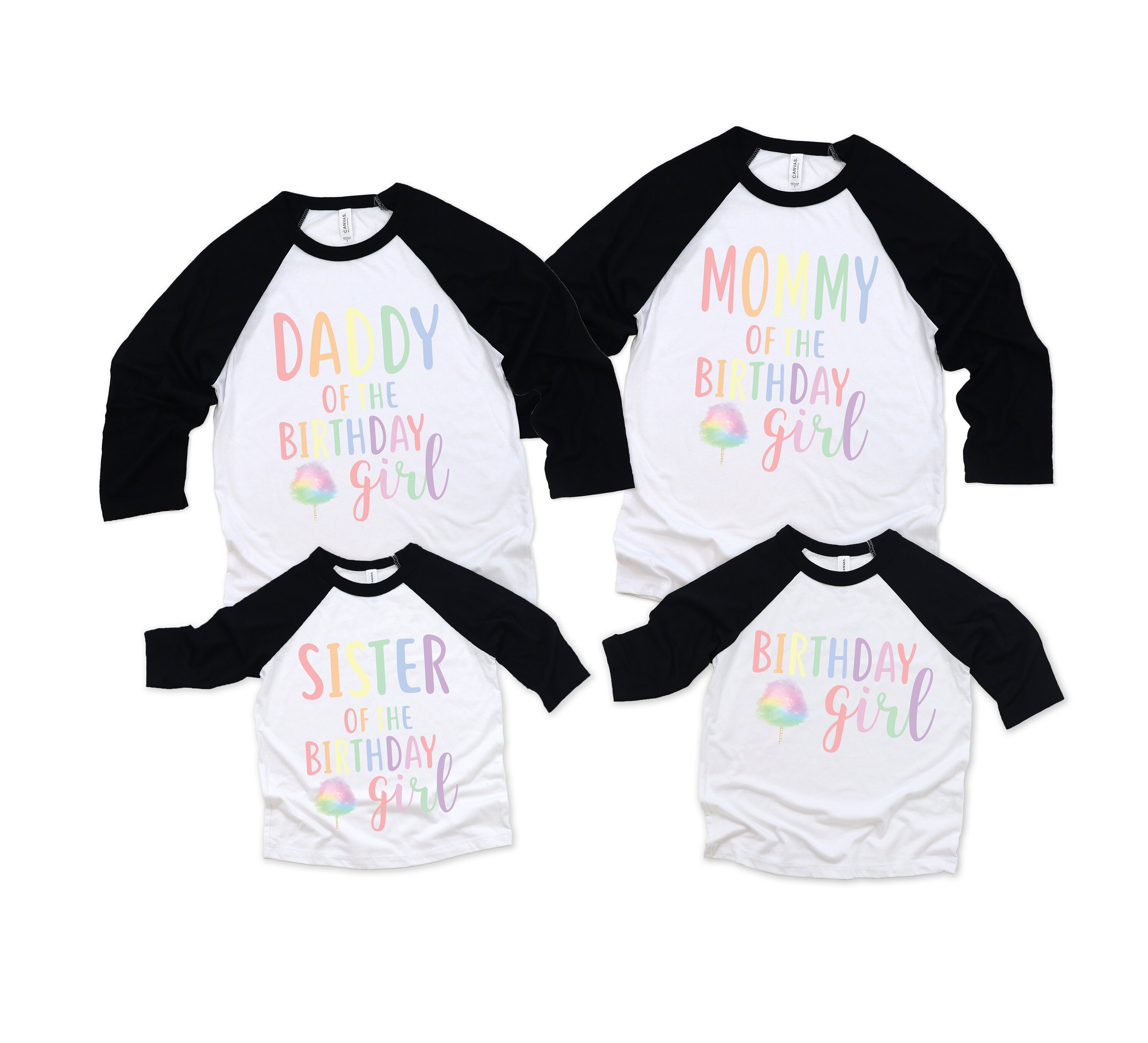 Family matching cotton candy girl birthday shirts