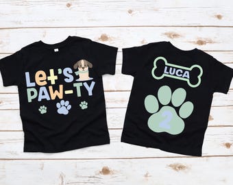 Let's pawty, boy birthday shirt, let's paw-ty, puppy birthday, dog birthday shirt, puppy party, dog birthday party, dog puppy birthday shirt