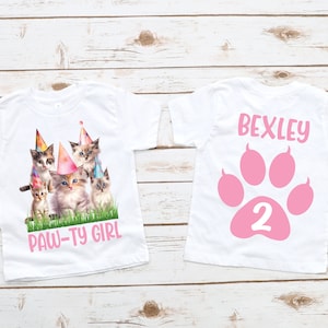 Cat kitty paw-ty girl,  cat birthday shirt, girl birthday shirt, kitty birthday, cat shirt, kitty birthday party, paw-ty girl birthday shirt