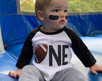 Football one boys 1st first birthday shirt, football birthday shirt, 1st birthday boy, football party, football toddler shirt, sports party