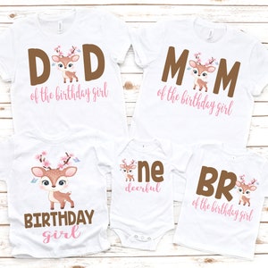 Family DEER birthday girl shirt, girl birthday shirt, girl birthday party, deer party, deer birthday, deer theme, 1st girl birthday shirt