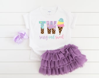 Two sassy and sweet, ice cream girls 2nd birthday shirt, ice cream shirt, ice cream birthday, ice cream party, two sweet shirt , kids shirt