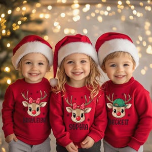 Christmas kid toddler personalized boy girl custom name reindeer shirt, Kid Christmas shirt, Christmas shirt for kids, Toddler Christmas