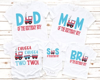 Train boys chugga choo two 2nd birthday shirt, boys second birthday, 2 year old shirt, 2nd birthday party, train theme party, train shirt