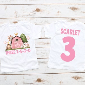 Third birthday farm shirt, pink farm birthday , three i-e-i-o birthday, farm 3rd , girl 3rd birthday, barn birthday, 3rd birthday shirt