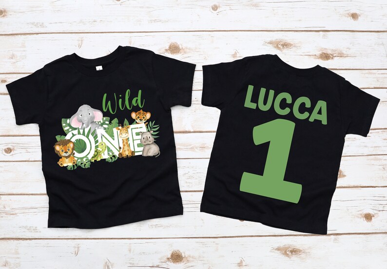 Wild One Safari Animals Zoo 1st Girl Boy First Birthday Shirt, Wild One ...