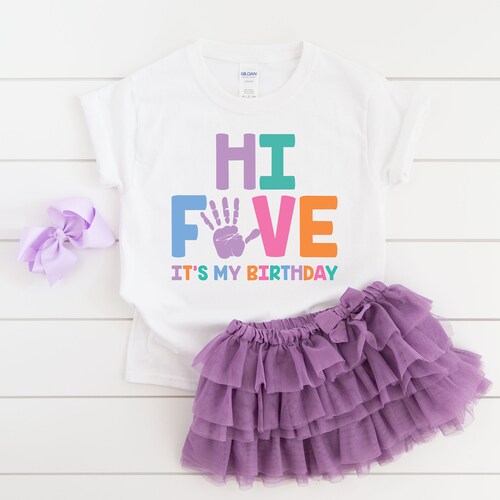 Girl's Birthday Shirt Birthday Outfit Five 5th 5 Etsy