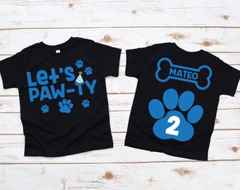 Let's party, boy birthday shirt, let's paw-ty, puppy birthday, dog birthday shirt, puppy party, dog birthday party, dog puppy birthday shirt