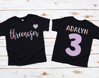 Threenager birthday shirt, 3rd birthday shirt, third birthday, threenager shirt, girl birthday shirt, 3rd birthday party, 3rd birthday tee