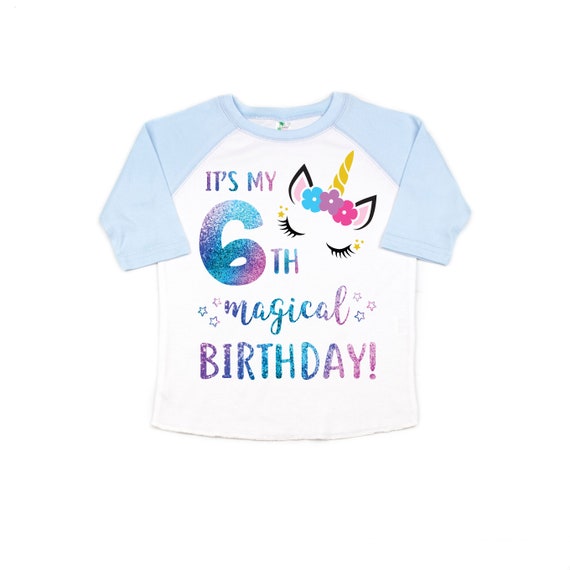 6th birthday unicorn shirt 2025
