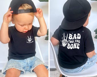 Bad two the bone, 2nd birthday shirt, skull birthday shirt, boy birthday shirt, girl birthday shirt, rock n roll birthday , bad 2 the bone
