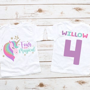 Unicorn 4th fourth four ever magical girl birthday shirt , unicorn birthday , unicorn shirt, unicorn birthday outfit, girl birthday shirt