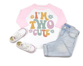 Two cute shirt, 2nd  birthday shirt, birthday girl shirt, 2nd birthday outfit, toddler birthday shirt, retro groovy birthday girl , two year