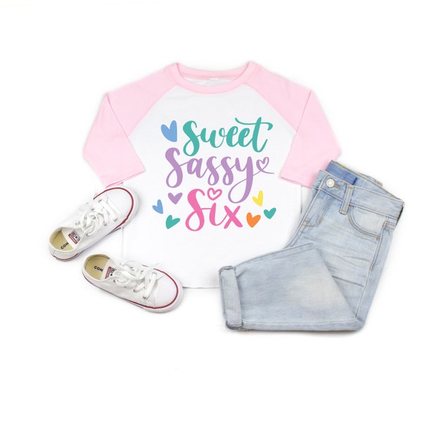 Sexto cumpleaños camisa niña, sexto cumpleaños, camisa de sexto cumpleaños, sexta cumpleañera, regalo de niña de 6 años, dulce atrevido y seis, camiseta de sexto cumpleaños