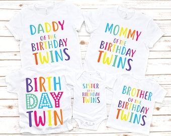 Family matching twin rainbow birthday shirts, twin birthday shirt, rainbow birthday party, girl birthday party, rainbow theme, twin shirt