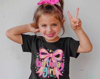 Neon Birthday Girl Shirt, Personalized Rainbow Name Age Tee
