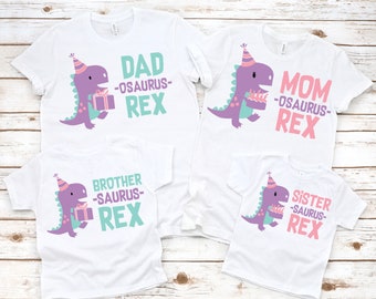 Family Saurus Rex dinosaur matching birthday shirts, dinosaur party, dinosaur birthday, dinosaur shirt, T-Rex birthday, saurus shirts