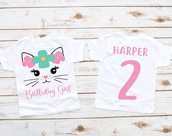 Cat birthday shirt, kitty birthday shirt, girl birthday shirt, girl birthday party, cat theme birthday, custom kitty cat, kitty shirt