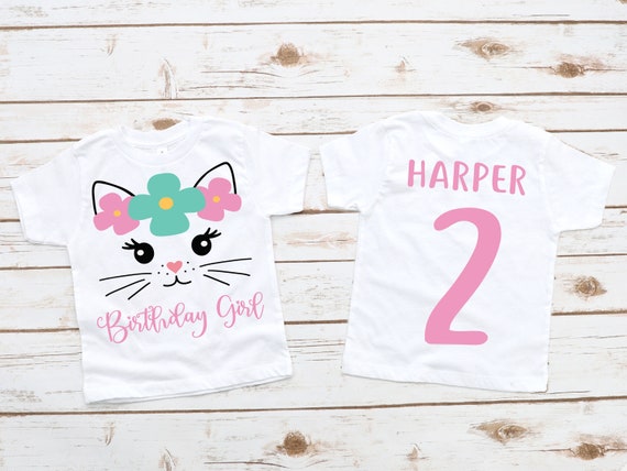 Cat Birthday Shirt Kitty Birthday Shirt Girl Birthday Shirt Girl Birthday Party Cat Theme Birthday Custom Kitty Cat Kitty Shirt Etsy UK