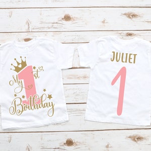 Cumpleaños Princesa 1ª camisa de niña de cumpleaños, camisa de cumpleaños niña, niña de cumpleaños, fiesta de cumpleaños de princesa, primera camisa de cumpleaños, regalo de cumpleaños