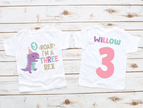 Three Rex 3 Rex Girl Dinosaur Birthday 