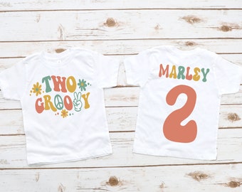 Two groovy shirt, retro vintage hippie ,2nd birthday shirt, retro birthday party, girl birthday shirt, groovy second birthday, groovy shirt