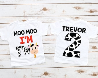 Moo moo I'm two, cow birthday shirt,  farm birthday, farm party, farm theme shirt, farm animals, country party, country theme, cow shirt