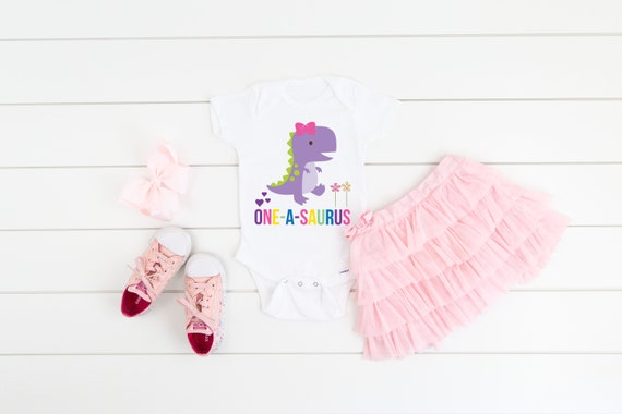 Dinosaur first top birthday outfit girl