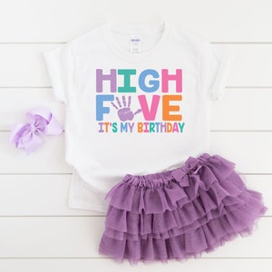 Girls 5th birthday high five shirt, fifth birthday shirt, 5th birthday shirt girl, girls fifth birthday shirt, 5th birthday tee, 5 years old