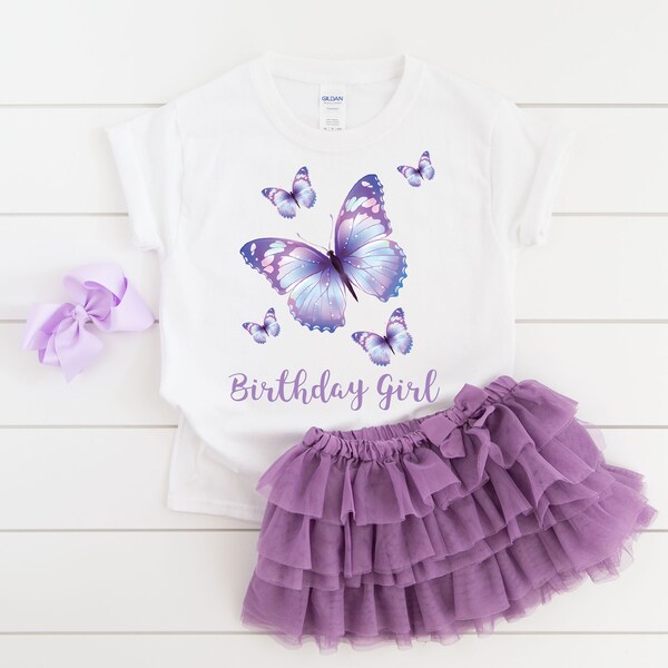 Girl's Monarch Butterfly Happy Birthday Shirt main image 0