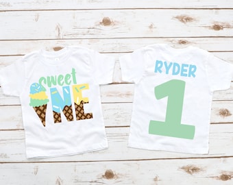 Sweet one ice cream boys 1st birthday shirt, first birthday shirt, 1st birthday party, first birthday gift, boys ice cream  shirt, boys 1st