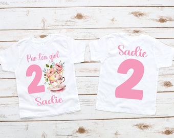 Tea for two, tea party birthday, birthday par-tea, birthday girl shirt, tea theme party, par-tea shirt, 2nd birthday shirt, toddler birthday