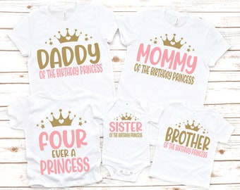 Princess birthday shirt, birthday princess shirt, family birthday shirts, princess birthday outfit, four ever a princess, princess theme