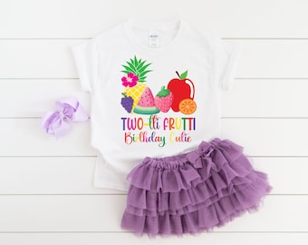 Twotti Frutti birthday shirt, fruit birthday, girls 2nd birthday, second birthday, Two-tti frutti shirt, trotting fruitti theme, fruit shirt