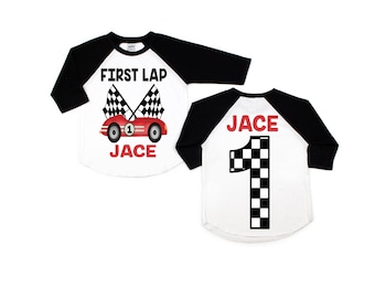 First lap 1st birthday race car shirt, racecar birthday shirt, birthday boy shirt, race car birthday party, race car t-shirt, custom race
