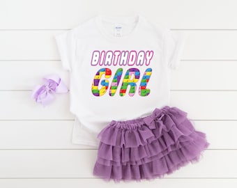 Building block birthday shirt, builder birthday shirt, building block theme, custom block shirt, girl birthday shirt, block theme birthday