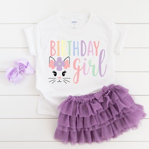 Cat Kitty girls birthday shirt, cat party, cat birthday, girl birthday shirt, girl birthday party, cat theme, girl birthday, kitty shirt