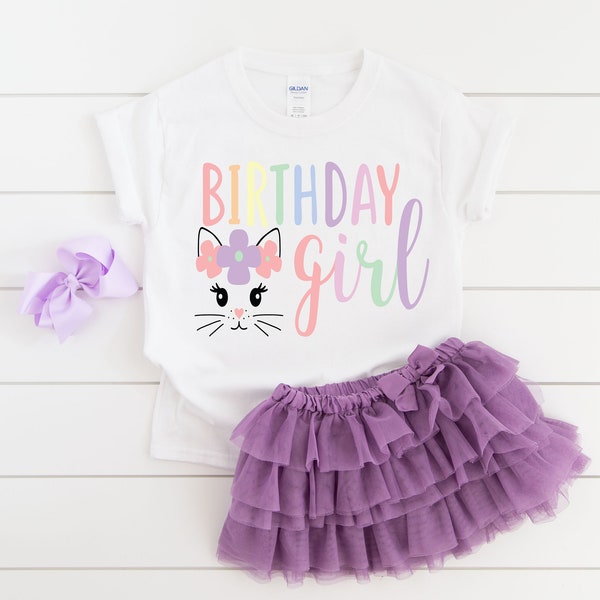Cat Kitty girls birthday shirt, cat party, cat birthday, girl birthday shirt, girl birthday party, cat theme, girl birthday, kitty shirt