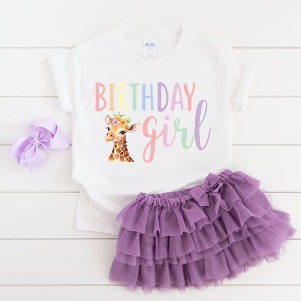 Giraffe birthday shirt, girl birthday shirt, animal party shirt, zoo shirt, 1st birthday shirt, safari birthday shirt, safari theme party