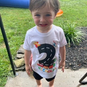 Transportation birthday shirt, Transportation party, planes, trains, automobiles, boy birthday shirt, vehicle shirt, 2nd birthday shirt