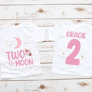 Two the moon girls outer space second 2nd birthday shirt , birthday girl shirt, space birthday theme , 2nd birthday outfit, girl birthday