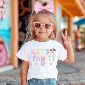 Let&#39;s pawty puppy birthday shirt, let&#39;s paw-ty, puppy birthday, dog birthday, puppy party, dog birthday party, pawty shirt, girl birthday