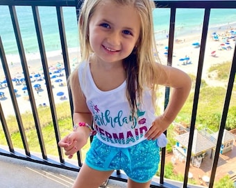 Mermaid birthday shirt, mermaid shirt, mermaid party, mermaid theme, under the sea, mermaid outfit, girl birthday shirt, birthday girl shirt