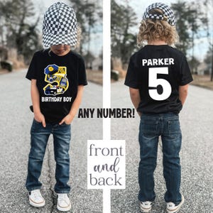 Police birthday shirt, boy birthday shirt, police shirt, police birthday party, police theme, emergency vehicles , patrol car, ANY AGE tee