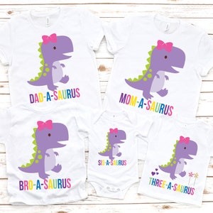 Family SAURUS dinosaur matching birthday shirts, dinosaur party, dinosaur birthday, dinosaur shirt, saurus birthday, girl birthday shirt