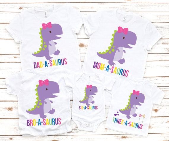 Dinosaur Family Shirts Kid Dinosaur Custom Dino Shirts Kids Family Matching T-shirts Birthday Shirts Mama Saurus Papa Saurus Baby Saurus