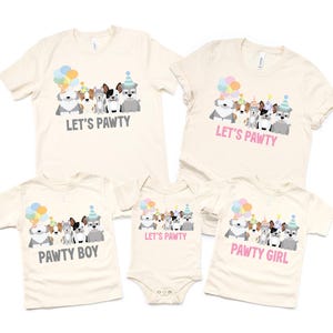 Let&#39;s pawty puppy birthday shirt, let&#39;s paw-ty, puppy birthday, dog birthday, puppy party, dog birthday party, pawty shirt, matching family