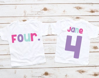 Four 4th birthday girl rainbow 4 year old shirt, fourth birthday shirt, four year old birthday , 4th birthday outfit, cute birthday shirt