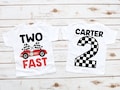 Two fast race car shirt, racecar birthday shirt, birthday boy shirt, racecar birthday party, race car t-shirt, custom race car, racing shirt
