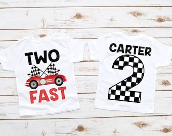 Two fast race car shirt, racecar birthday shirt, birthday boy shirt, racecar birthday party, race car t-shirt, custom race car, racing shirt